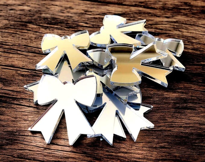 Ribbon Bow Acrylic Crafting Mirrors: Custom Colors & Sizes (Packs of 10)