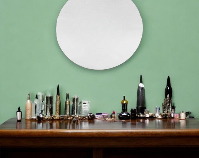 Round Circle Shaped Mirrors with White Backing & Hooks, Bespoke Shapes Made