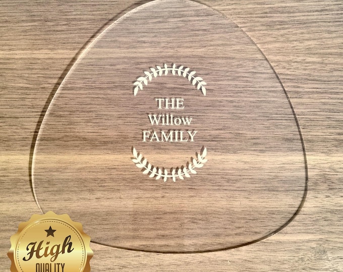 Clear Pebble Shaped Placemats & Coasters, Custom Sizes, Shapes, Colours, Engraved or Plain