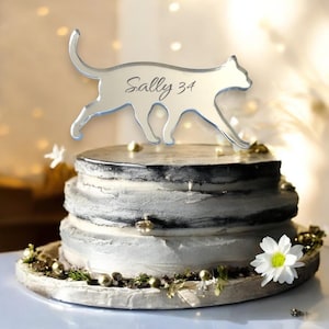 Walking Cat Shaped Cake Toppers - Several Colour Options Available, Bespoke Styles Made, Emblems and Engraving Services
