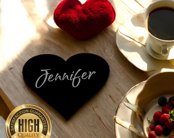 Heart Shaped Coasters, Custom Matt or Gloss Finish Colours, Sizes, Shapes, Engraving Services