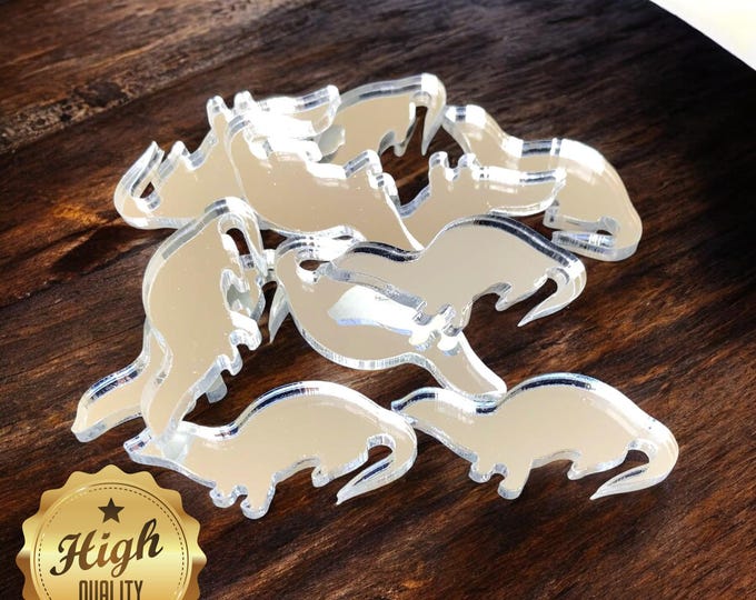 Otter Shaped Crafting Mirrors, Custom Colours, Woods, Sizes, Shapes, (Holes for Jewellery or hoops for invites) Packs of 10