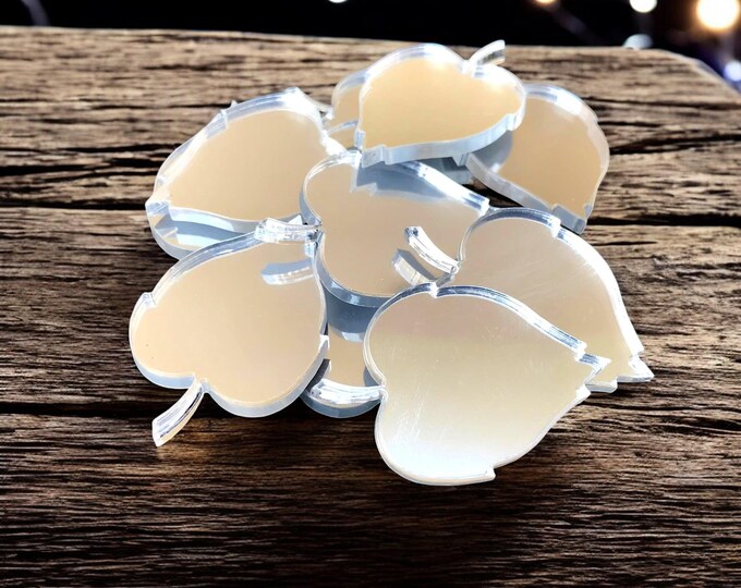 Leaf Shaped Acrylic Crafting Mirrors: Custom Colors & Sizes, Pack of 10