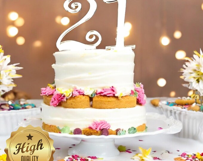 Personalized Acrylic Birthday Cake Toppers in Various Colors & Styles | Custom Numbers - Letters | Eco-Friendly - Non-Toxic | Handmade in UK