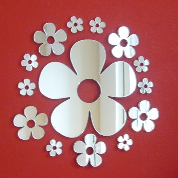 Packs of Daisy Shaped Mirrors in Various Sizes and Colour Mirrors for Decoration or Crafting, Bespoke Shapes Made