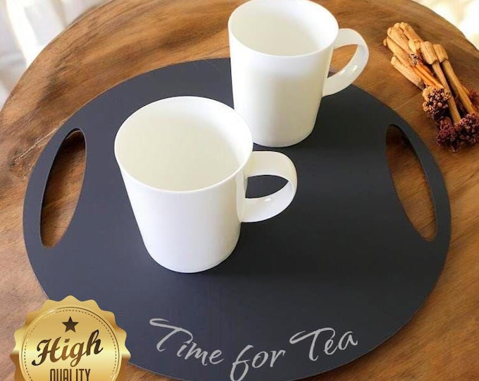 Personalized Laser Cut Serving Trays with Non-Slip Feet & Custom Engraving - Lightweight, Durable Acrylic, Various Color Options - Handmade