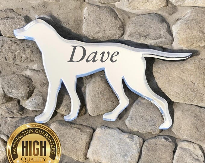 Pointer Dog or Your Dog Shape Garden Mirrors and Indoor Mirrors, Custom Sizes, Shapes, Colours, Engraving Services, Sizes up to 40cm
