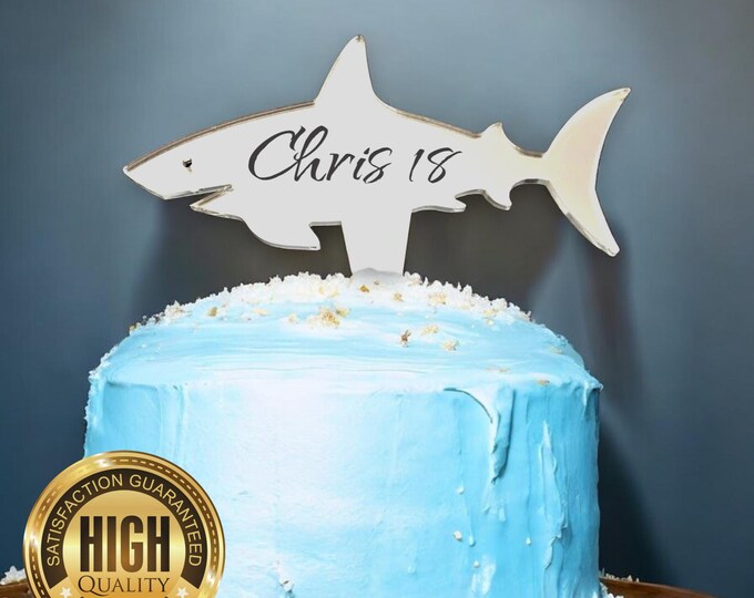 Shark Shaped Cake Toppers & Emblems - Custom Colours, Sizes and Styles Made, Engraving Services