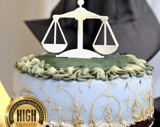 Scales of Justice Law Graduation Shaped Cake Toppers & Emblems - Custom Sizes, Colours and Woods