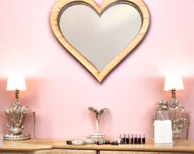 Heart Acrylic Mirror: Wooden Frame, Custom Colors & Sizes