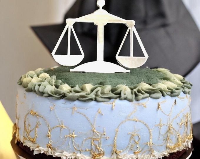 Scales of Justice Law Graduation Shaped Cake Toppers & Emblems - Custom Sizes, Colours and Woods