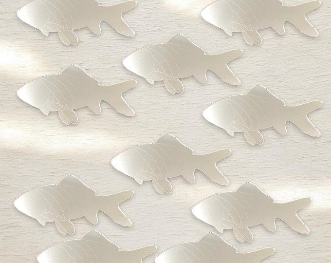 Etched Carp Fish Acrylic Mirrors: Crafting, Jewelry Making, Invitations - Pack of 10