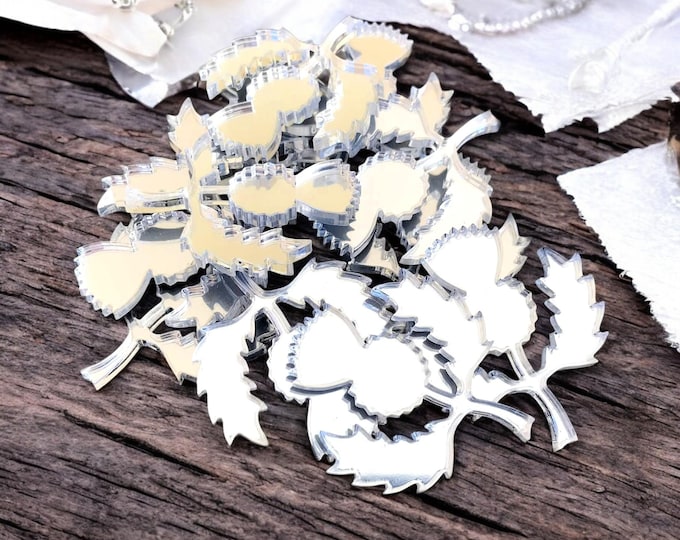 Scottish Thistle Acrylic Crafting Mirrors: Custom Colors & Sizes (Pack of 10)