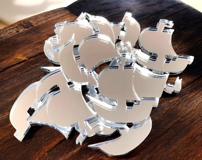 Ship Boat Acrylic Crafting Mirrors: Custom Colors & Sizes (Pack of 10)