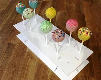 Rectangle White Gloss Acrylic Cake Pop Stands - 31x13cm - 8.5"x5" (12 cakepops) or 45x16cm 17.5"x 6" - (36 cakepops), Bespoke Stands Made