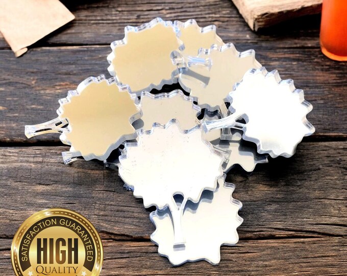 Tree Shaped Crafting Mirrors, Custom Colours, Woods, Sizes, Shapes, (Holes for Jewellery or hoops for invites) Packs of 10