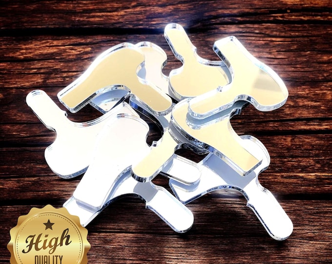 Hairdryer Shaped Crafting Mirrors, Custom Colours, Woods, Sizes, Shapes, (Holes for Jewellery or hoops for invites) Packs of 10