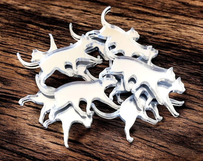 Cat Prowling Acrylic Crafting Mirrors: Custom Colors & Sizes (Pack of 10)