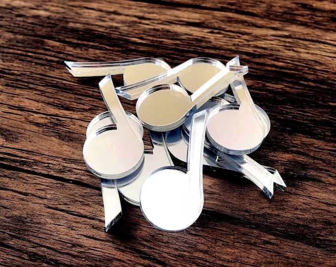Musical Note Acrylic Crafting Mirrors: Custom Colors & Sizes (Pack of 10)