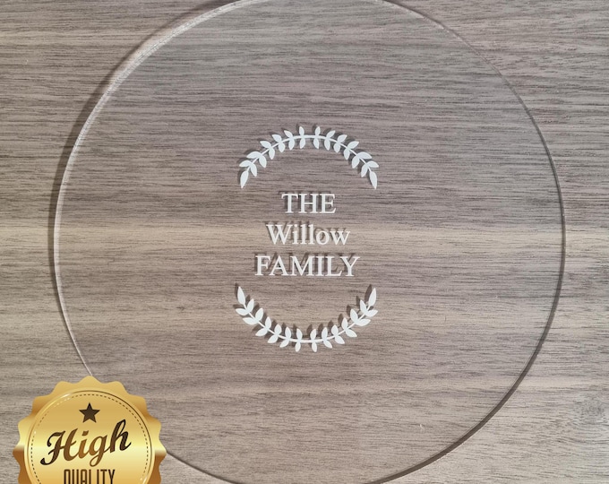 Round Worktop Savers / Table Protectors / Placemats in Clear Acrylic, Custom Sizes, Shapes, Engraved or Plain