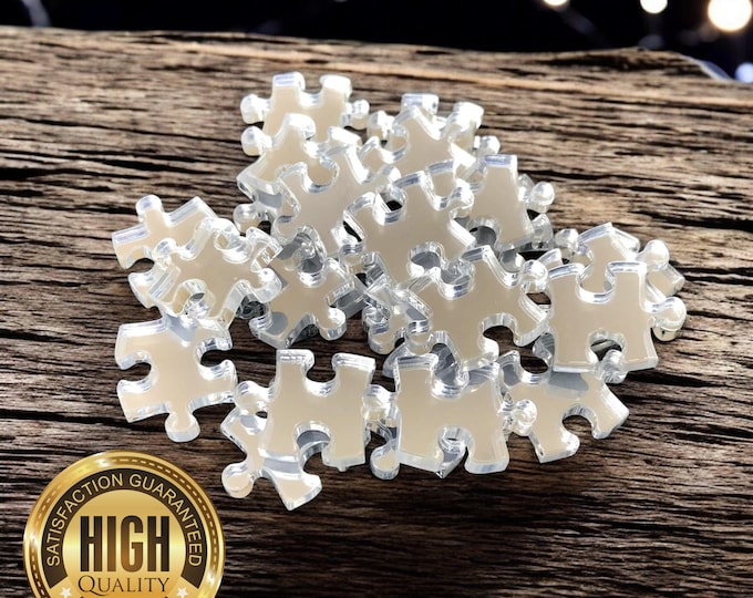 Jigsaw Shaped Crafting Mirrors, Custom Colours, Woods, Sizes, Shapes, (Holes for Jewellery or hoops for invites) Packs of 10