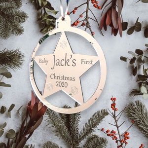 Personalized Star Acrylic Christmas Ornament: Engraved Custom Colors