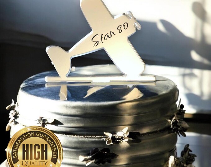 Bi-Plane Shaped Cake Toppers - Custom Colours, Bespoke Style Made, Engraving service