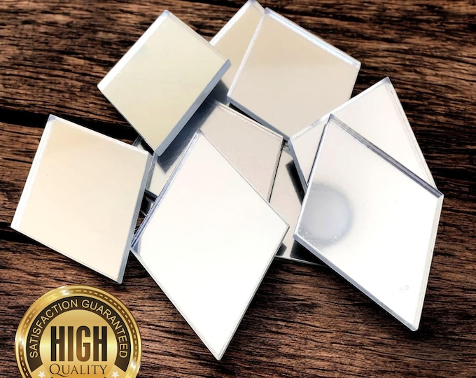Diamond Shaped Crafting Mirrors, Custom Colours, Woods, Sizes, Shapes, (Holes for Jewellery or hoops for invites) Packs of 10