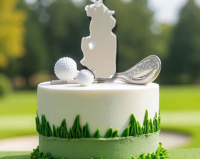 Golf Clubs Acrylic Cake Topper: Bespoke Style, Recycled Material
