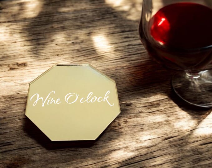 Mirrored Acrylic Coasters: Octagon Shape, Custom Engraved Sets