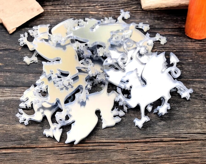 Welsh Dragon Acrylic Crafting Mirrors: Custom Colors & Sizes, Pack of 10