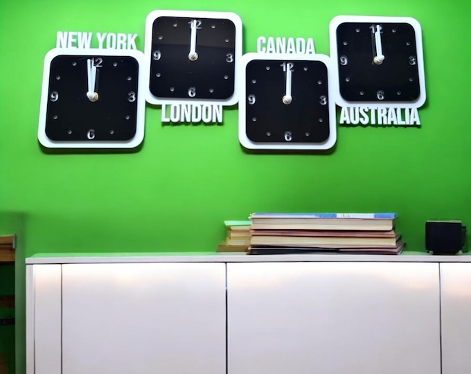 Custom Time Zone Clock: Acrylic or Wood, Personalized World Time