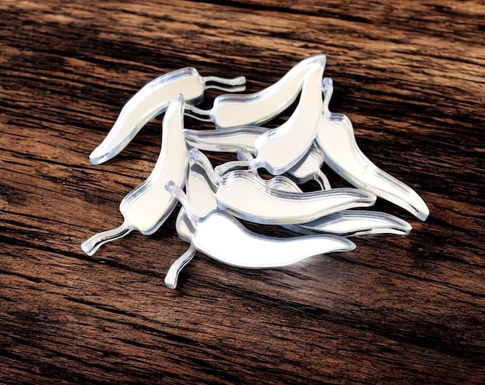 Chilli Pepper Acrylic Crafting Mirrors: Custom Colors, Sizes - Pack of 10