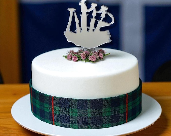 Bagpipes Cake Topper: Acrylic Scottish Wedding Decor