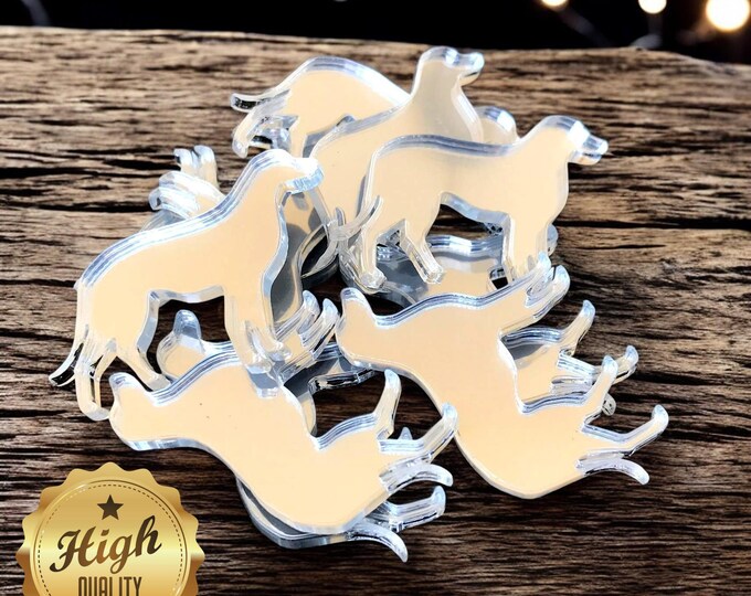 Labrador Dogs Shaped Crafting Mirrors, Custom Colours, Woods, Sizes, Shapes, (Holes for Jewellery or hoops for invites) Packs of 10