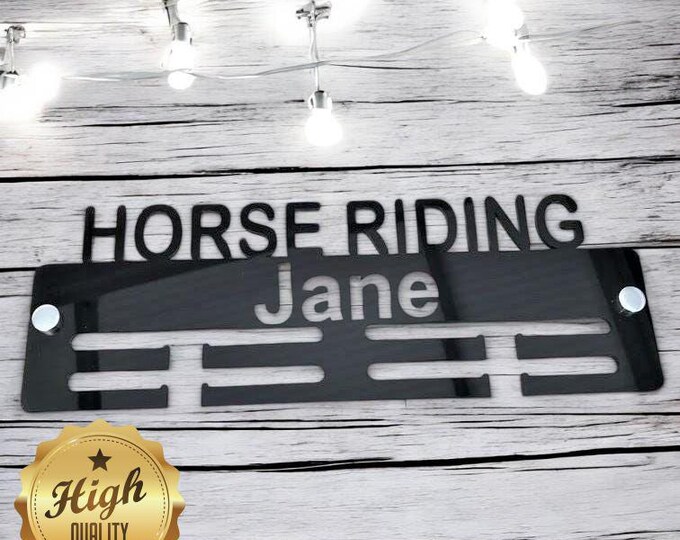 Horse Riding Medal Hangers, With Customised Name, Sport, Colours & Woods, Includes all Fixings, Large Sizes Made