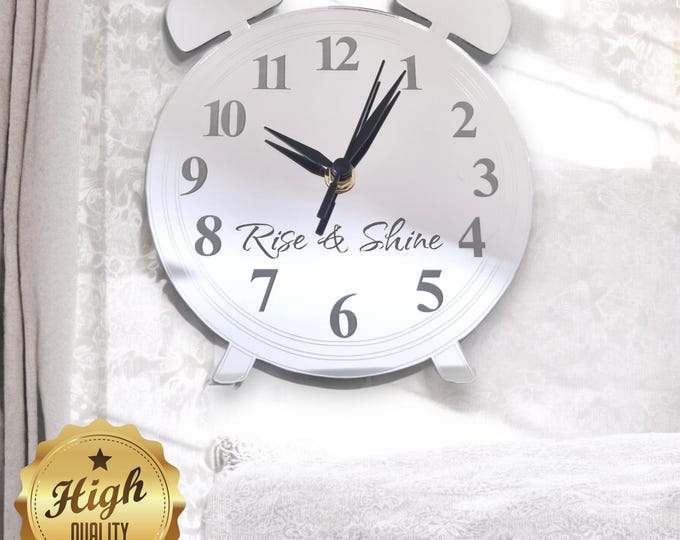 Engraved Round Mirrored Alarm Shaped Clocks - Custom Colours/Woods, Bespoke Shapes & Sizes Made