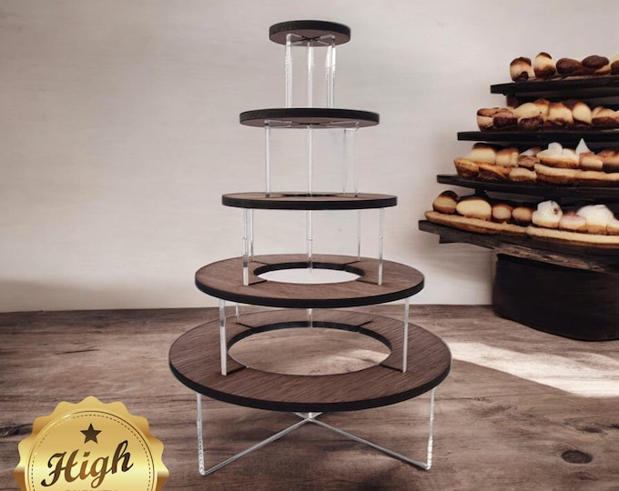 Custom Acrylic & Wood Display Stand: 5, 10, or 15 Tier