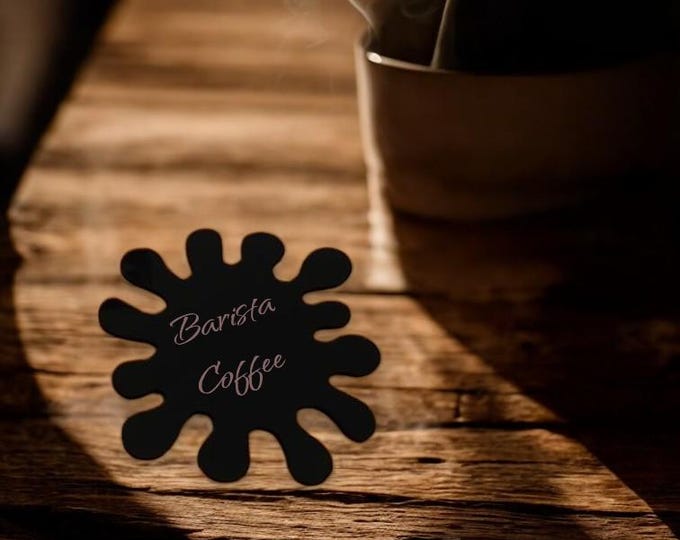 Splash Shaped Coasters, Custom Clear, Matt or Gloss Colours, Sizes, Shapes (Engraving Option)