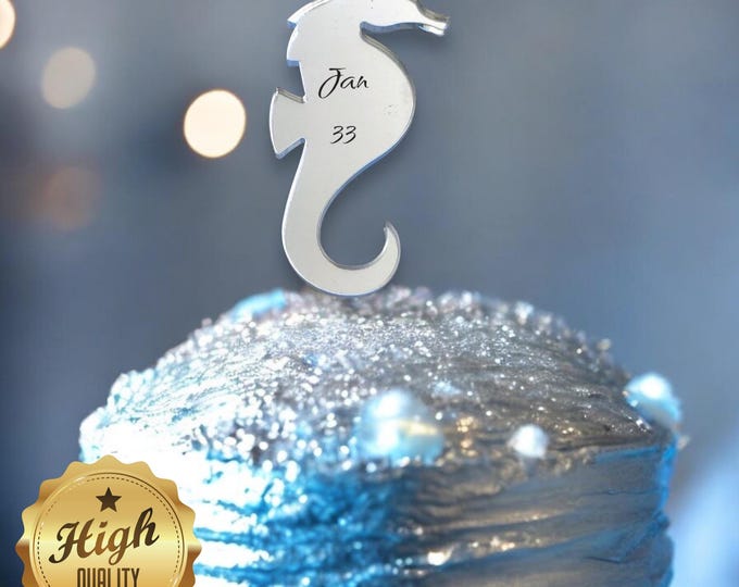 Seahorse Cake Topper – Acrylic Cupcake Decoration, Bespoke Design