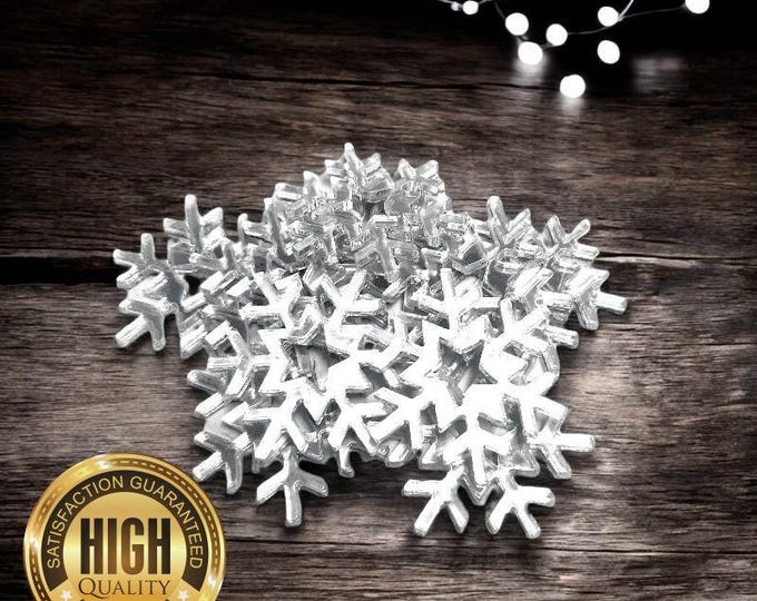 Snowflake Shaped Crafting Mirrors, Custom Colours, Woods, Sizes, Shapes, (Holes for Jewellery or hoops for invites) Packs of 10