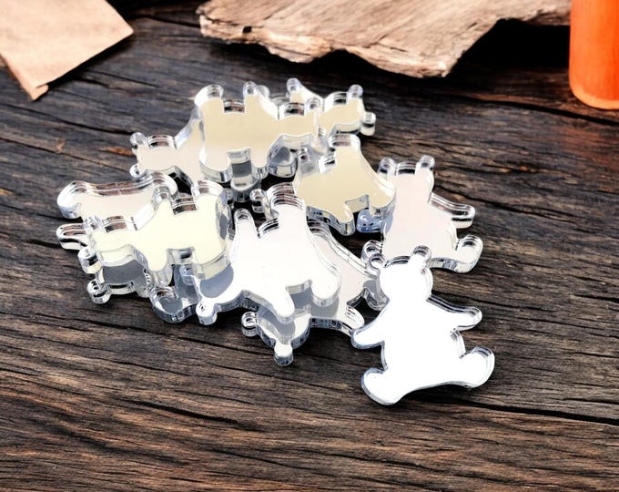 Teddy Bear Acrylic Crafting Mirrors: Custom Colors, Sizes, Shapes (Pack of 10)