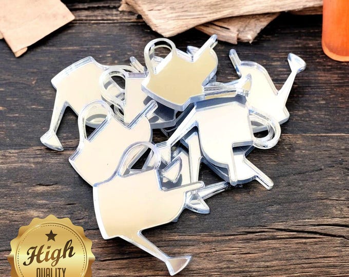 Watering Can Shaped Crafting Mirrors, Custom Colours, Woods, Sizes, Shapes, (Holes for Jewellery or hoops for invites) Packs of 10