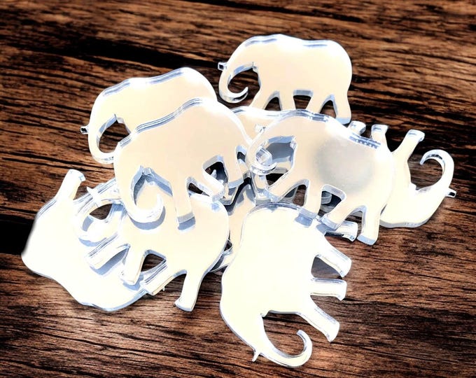 Elephant Acrylic Crafting Mirrors: Custom Colors & Sizes, Pack of 10