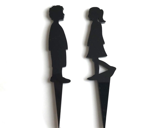 Boy and Girl Acrylic Cake Toppers: Custom Colors & Sizes