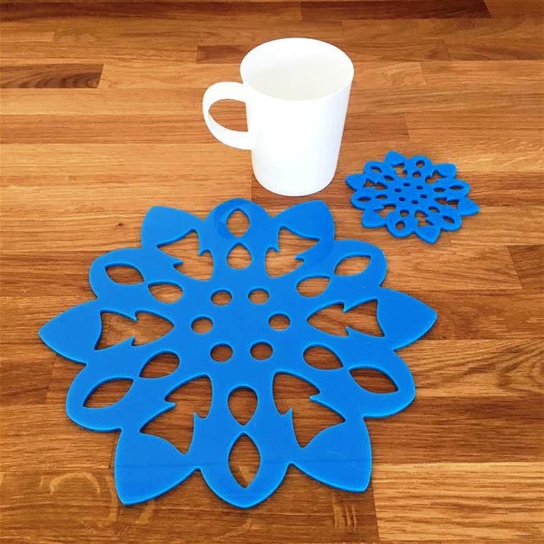 Snowflake Shaped Placemats or Placemats & Coasters in Bright Etsy