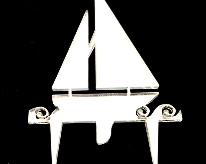 Sailing Boat Cake Topper: Acrylic Nautical Cupcake Toppers