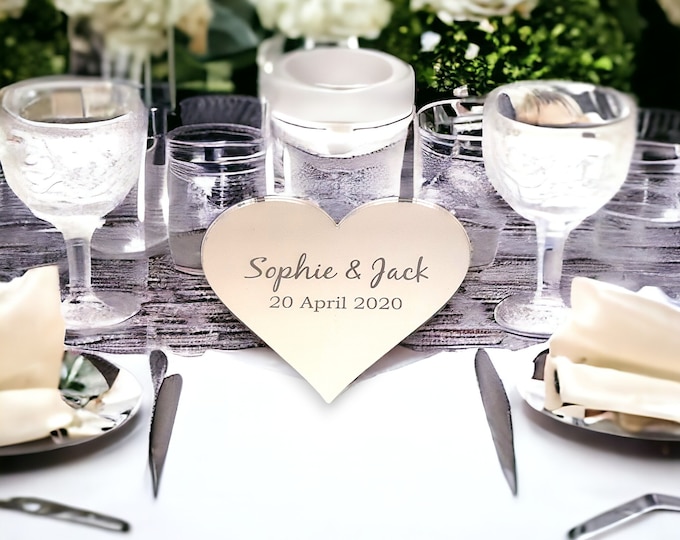 Engraved Acrylic Wedding Table Place Names: Custom Party Favors