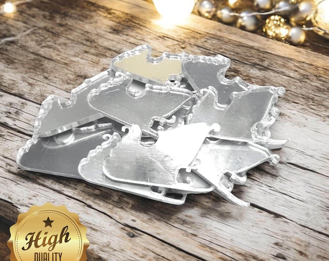 Christmas Sledge Acrylic Crafting Mirrors: Custom Colors & Sizes (Pack of 10)