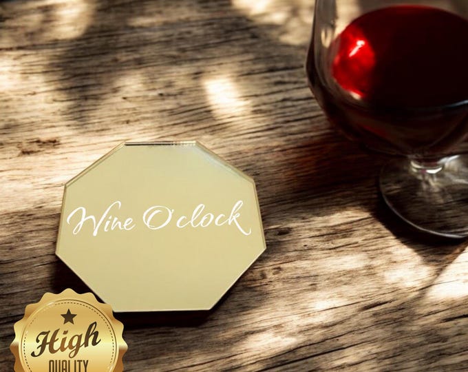 Octagon Shaped Coasters in Mirrored Colours, Sets of 4, 6 or 8, Custom Sizes, Shapes, Engraved or Plain
